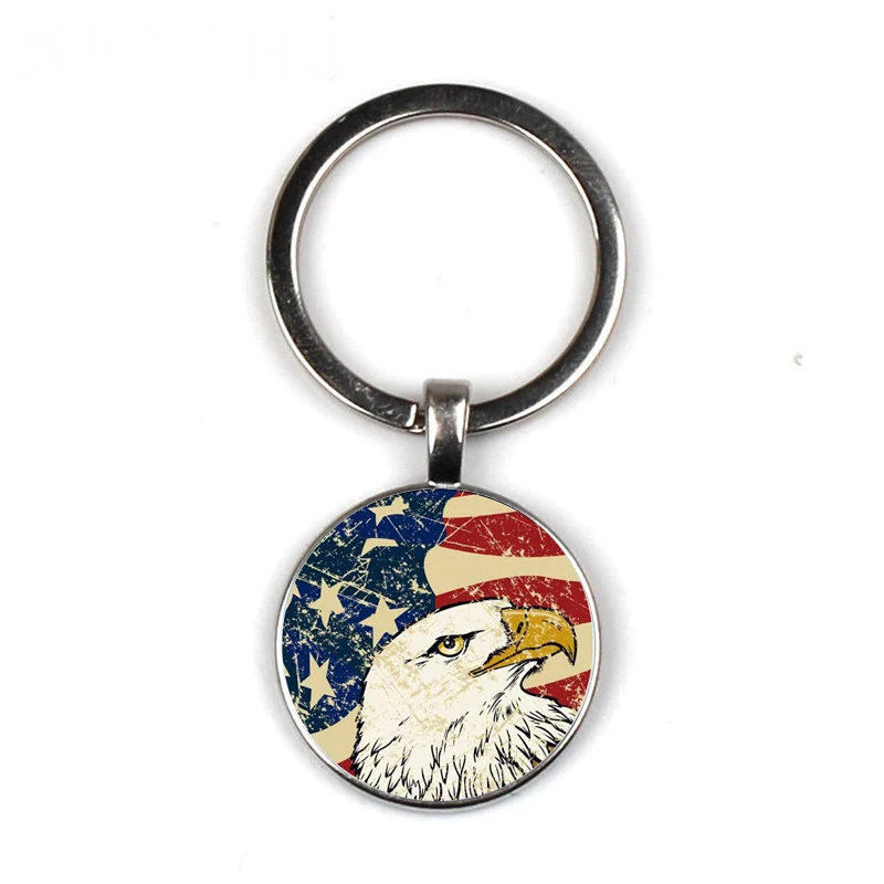 

Vintage american flag Keychain Glass Time Gem Keychain Key Jewelry DIY Custom Photo Personality Gift , Keychains