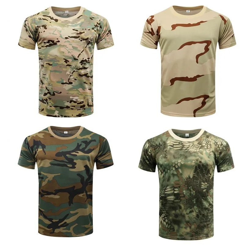 

Outdoor Quick-drying O Neck Hiking T Shirt Summer Tactical Military Camouflage Short Sleeve Sports Clothes Breathable T Shirt