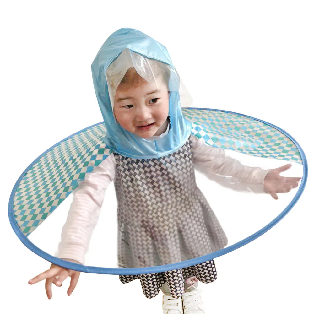 1 шт. Складной Милый дождевик НЛО дети зонтик шляпа волшебный Hands Free плащ