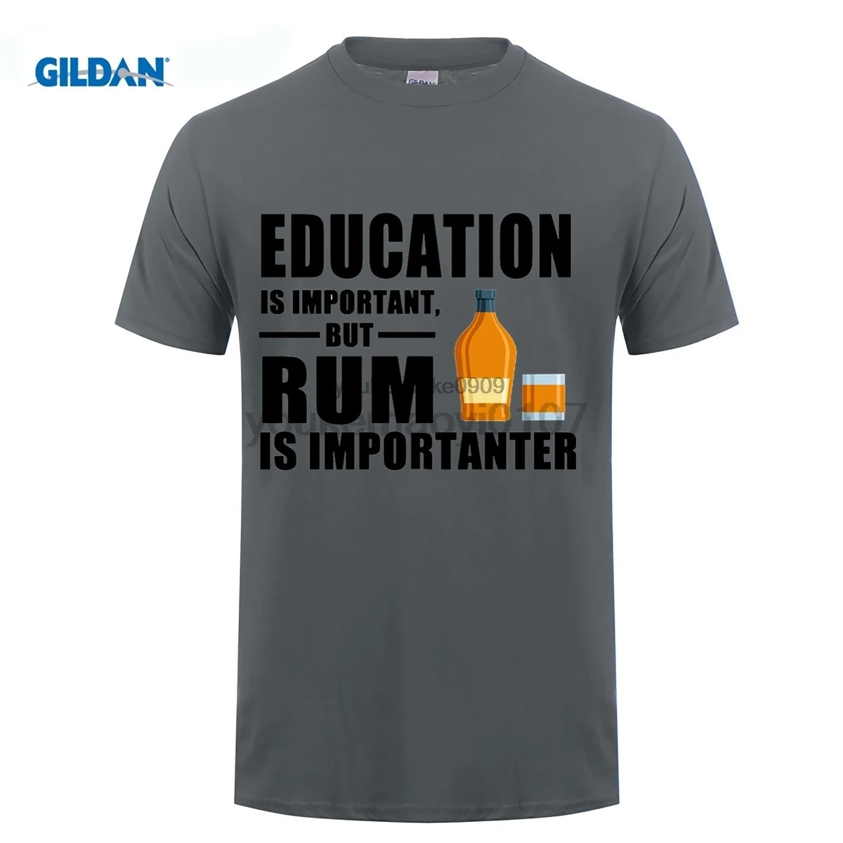 

GILDAN Discount 100% Cotton T Shirts Short Sleeve Gift O-Neck Mens Education Is Important Rum Is Importanter Drink Shirts