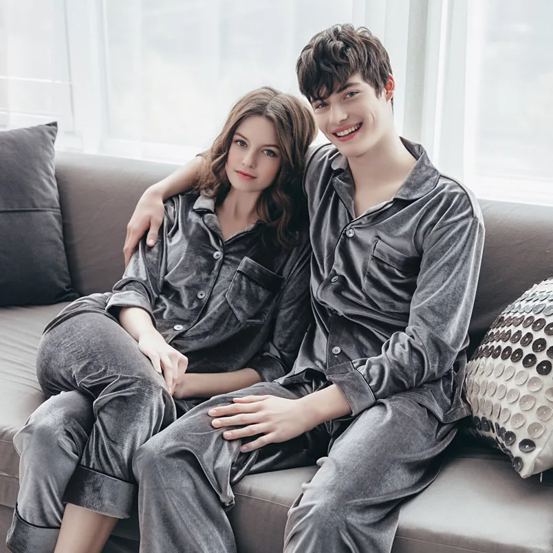

Hot selling winter velvet pajama set for women pure color leisure Pocket decoration home clothing female Soft and warm sleepwear