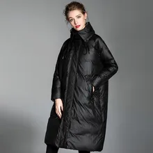 Loose Fashion Bat Type 90% White Duck Down Fashion Winter Jacket Coat Women Plus Size High collar Long Feather Overcoat Female цена Loose Fashion Bat Type 90% White Duck Down Fashion Winter Jacket Coat Women Plus Size High collar Long Feather Overcoat Female цены онлайн