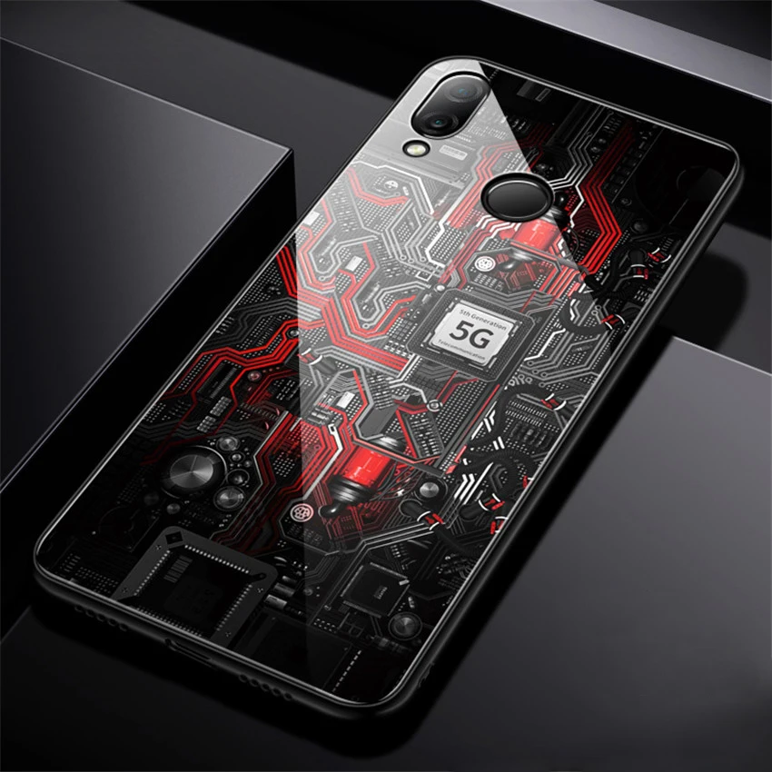 Стеклянный чехол GFAITH для Xiaomi Redmi note 7 с рисунком из закаленного стекла силиконовый