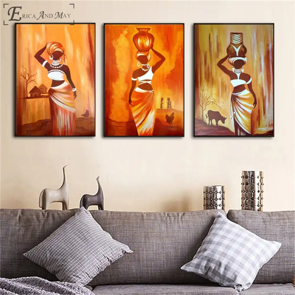 African Woman Painting Poster And Print Canvas Art Painting Wall Pictures For Living Room Decoration Home Decor No Framed Painting Calligraphy AliExpress