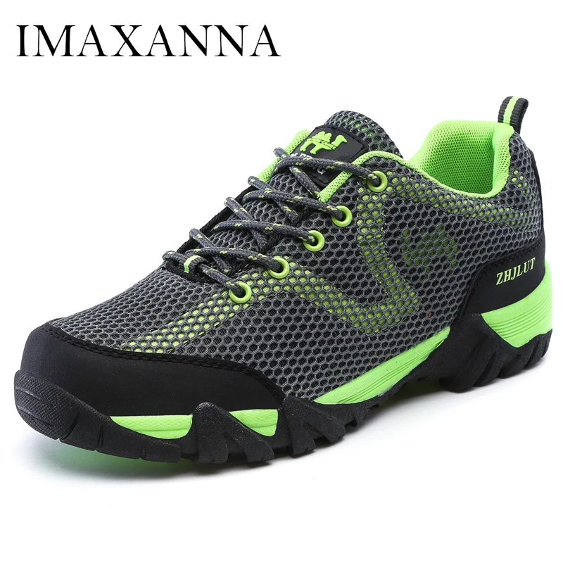 

IMAXANNA New Fashion Couple Hiking Shoes Breathable Mesh Outdoor Sneaker Man Leisure Lace Up Athrtic Shoe Sport Female Plus Size