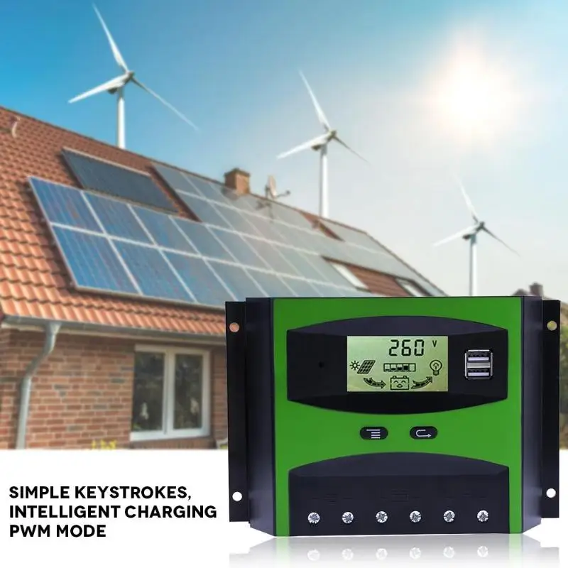 

50A Current 12V/24V LCD Display PWM Solar Panel Adjustable Charge Discharge Controller Regulator Automatic Temperature