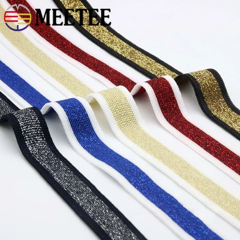 

Meetee 23meters 2cm Gold Silver Knit Webbing Warp Pants Decor Low Elasticity Lace Trims DIY Garment Strap Belt Sew Accessories