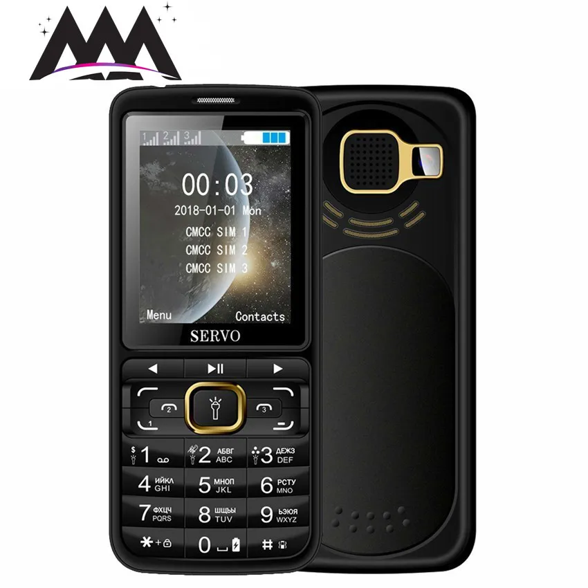 

Russian keyboard Mobile Phone 3 SIM Card Big Speaker purple light 2500mAh with mosquito repellent lamp SERVO S10 cell phones