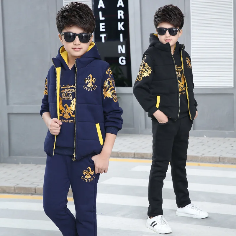 

New Pattern Boys Leisure Child Suit Winter Clothes Children Eagle Printing Three-piece Children's Garment