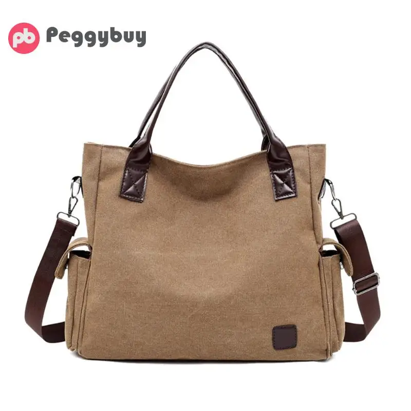 

Ladies Retro Canvas Large Capacity Casual Totes Women Solid Color Handbag Female High Quality Shoulder Messenger Crossbody Bag