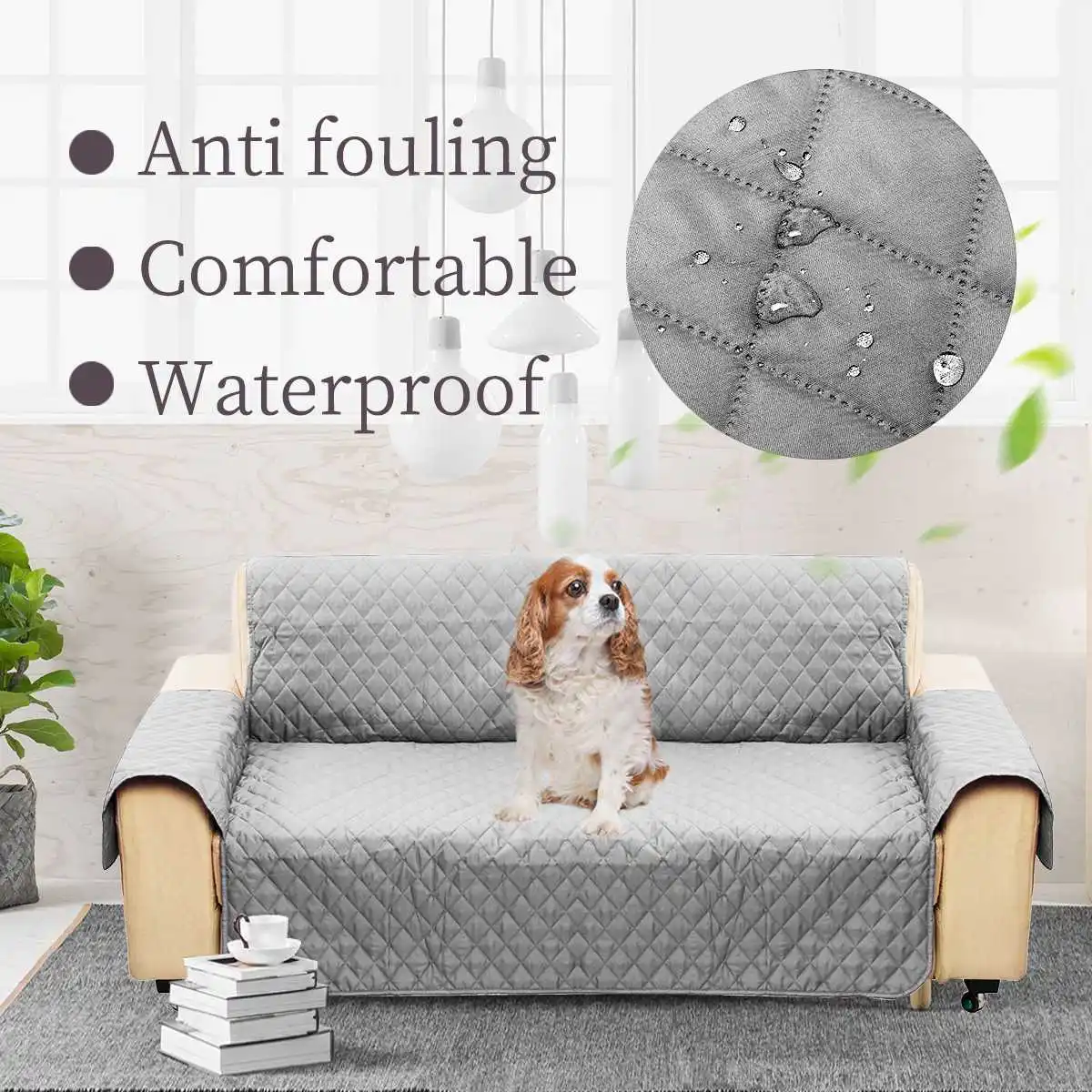 

3 Seat Slipcover Pet Sofa Cover Couch Protective Cover Removable W/Strap Waterproof Dogs Cat Sofa Mat Non-slip Anti-bite