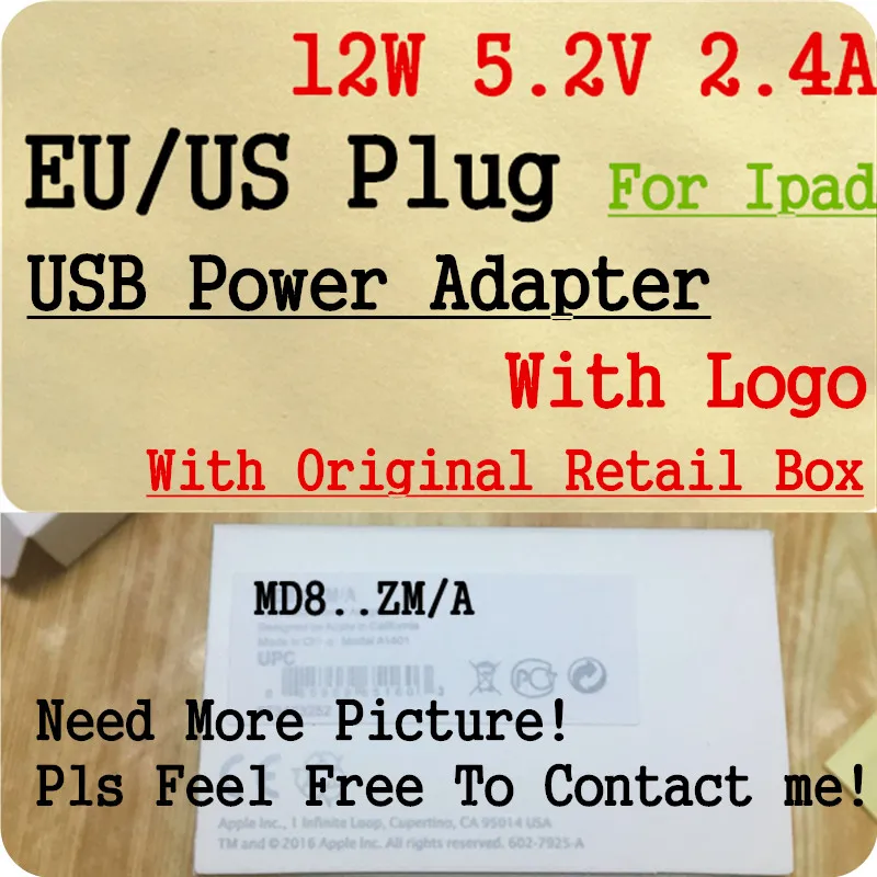 50 шт./лот Оригинальный oem ЕС США AU разъем 12 Вт USB адаптер питания AC домашнее