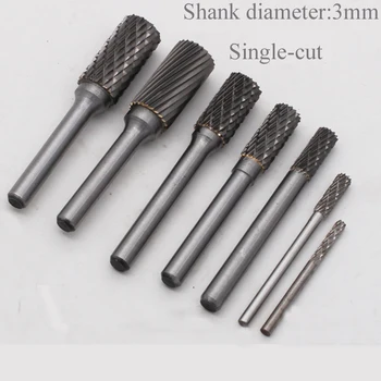 

1pc 3mm Shank Tungsten Steel Burr Cutter Single-cut Grinding Carving Head Rotary Files Router Bit For Metal Polishing A Type