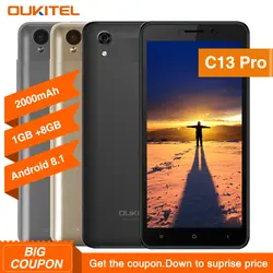 Oukitel C10 3g смартфон 5,0 дюйма 18:9 Дисплей Dual Sim 2000 mah Android 8,1 1G Оперативная память 8G Встроенная память MTK6580 4 ядра мобильного телефона