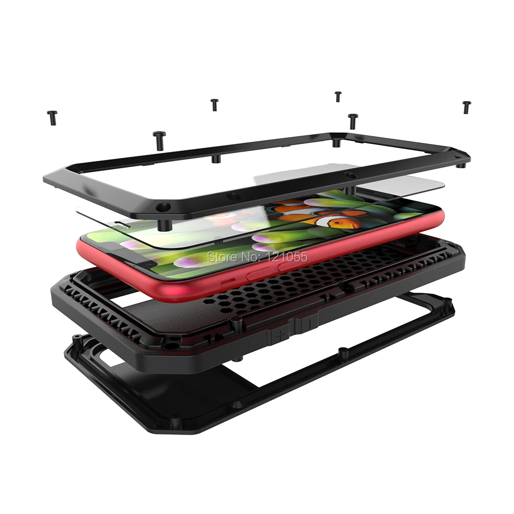 Luxury Doom Armor Life Water Resistant Aluminum Metal Case For IPhone 12 XS Max XR X 8 7 6S 5S 11 Pro FULL Cover 360 Shock Proof