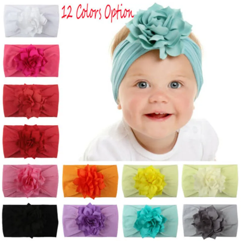 

Girl Kids Baby Nylon Flower Hairband Headband Stretch Turban Head Wrap Newborn