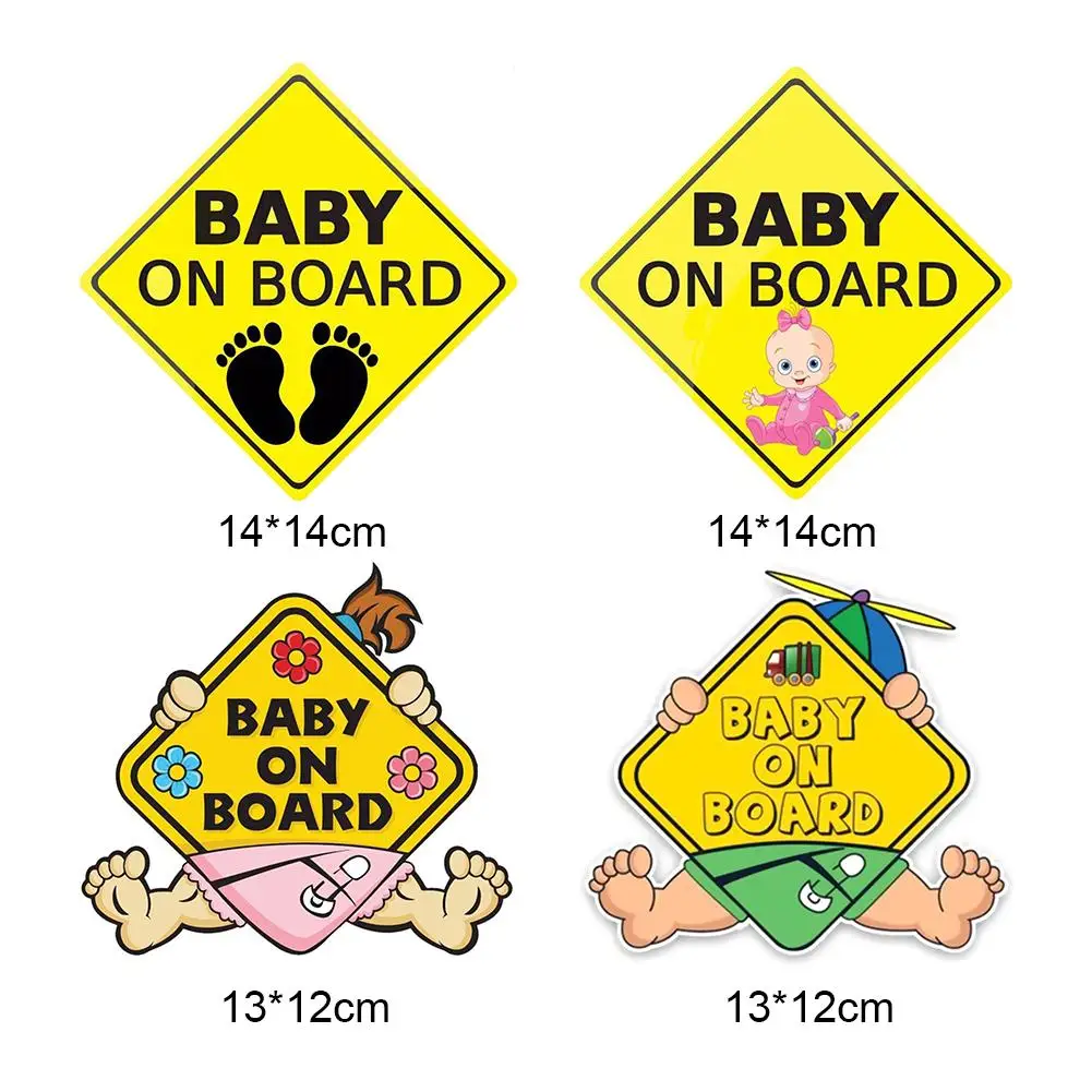 

Car Sticker Lovely Cartoon BABY ON BOARD Pattern Sticker Color Reflective English Warning Sticker Waterproof Sunscreen Wholesale