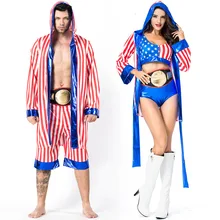 Adult Man Women Tough Boxer Rocky Balboa Costume Halloween Party Boxing Match Robe Fighter World Champion Fantasia Fancy pamela nissen rocky mountain match