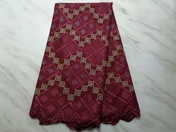 

African Lace Fabric 2019 High Quality Wine Red Swiss Voile Lace In Switzerland Cotton Fabric White And Orange Bridal Wedding