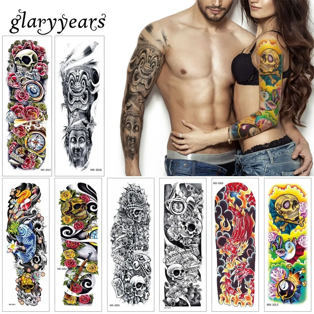 glaryyears Large Arm Temporary Tattoo Sticker Pretty Flowers Fake