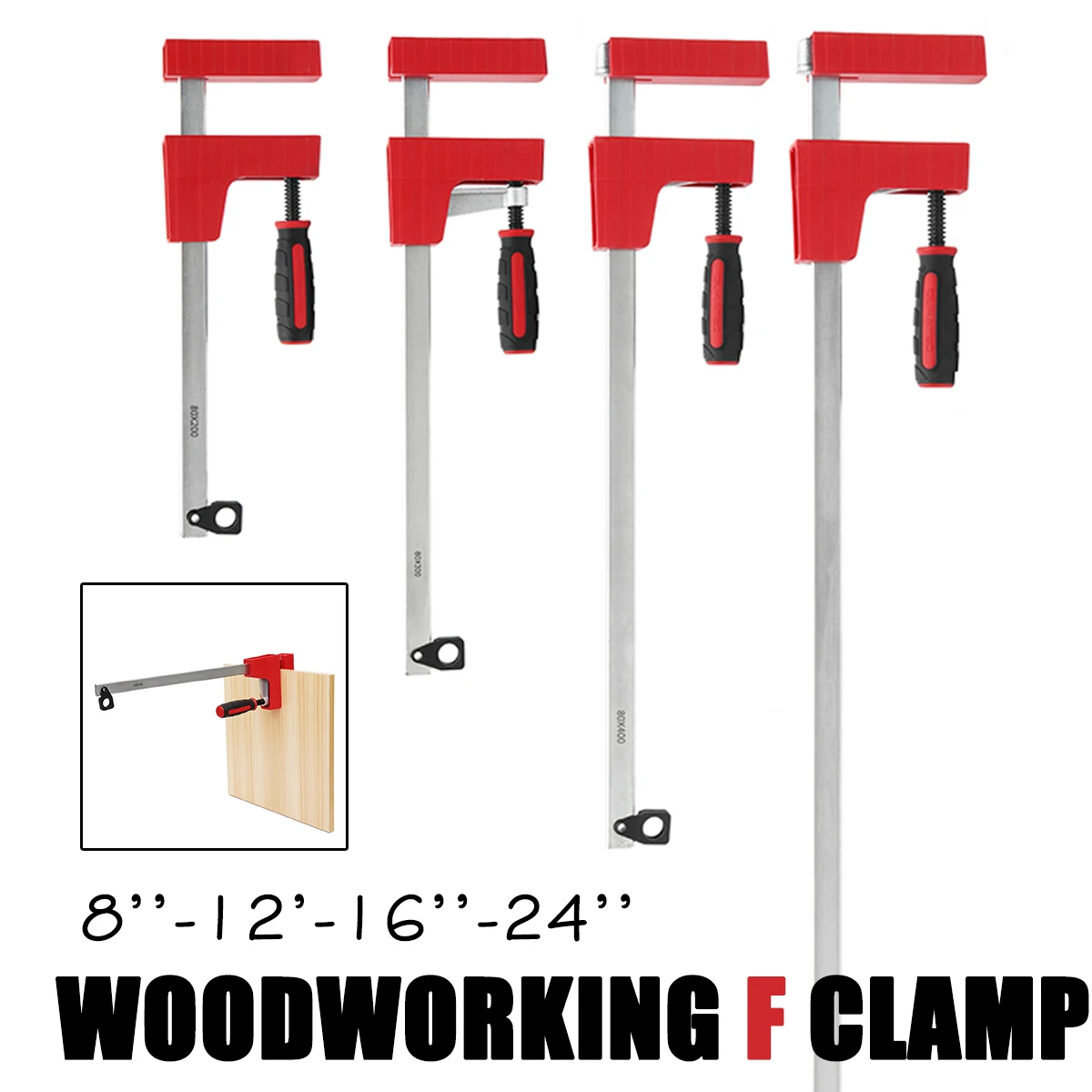

8/12/16/24'' 80mm Depth Adjustable DIY Woodworking F Clamp Parallel Tool Heavy Wood Clamping Carpenter Clamps Grip
