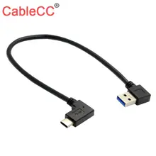 Cablecc USB-C 3,1 угловой Реверсивный к 90D прямоугольный USB 3,0 кабель для телефона ноутбука
