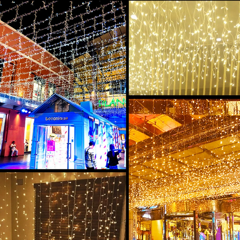 Cortina Led Luces de hilo de carámbano Luces de Navidad al aire libre guirnalda de Navidad Luces LED decoración lámpara de Navidad Luz de hadas EU US Cortina Led Luces de hilo de carámbano Luces de Navidad al aire libre guirnalda de Navidad Luces LED decoración lámpara de Navidad Luz de hadas EU US