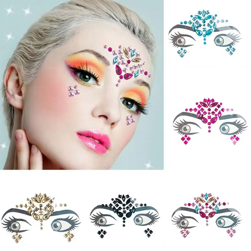 

Music Festival Face Diamond Sticker Green Resin Eyebrow Diamond Sticker Festival Party Face Jewelry Tattoo Sticker For Ladies