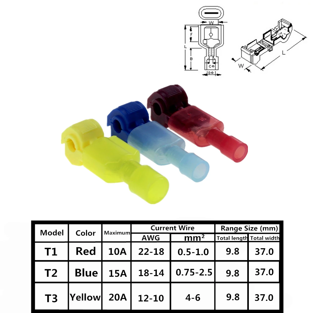 10 шт. 10A-20A T тип быстрого сращивания обжимной клеммы провода удобный разъем скотч замок быстрого сращивания Электрический