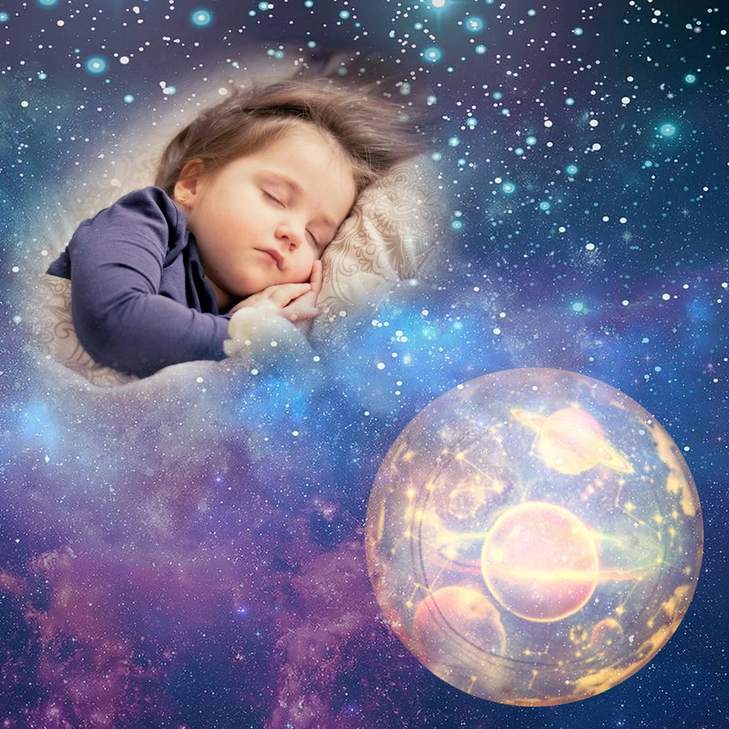 

Kids Moon Starry Sky Star Sleep USB Projection 360 Degree Rotation Adjustable Brightness LED Night Light Lamp Projector Toy