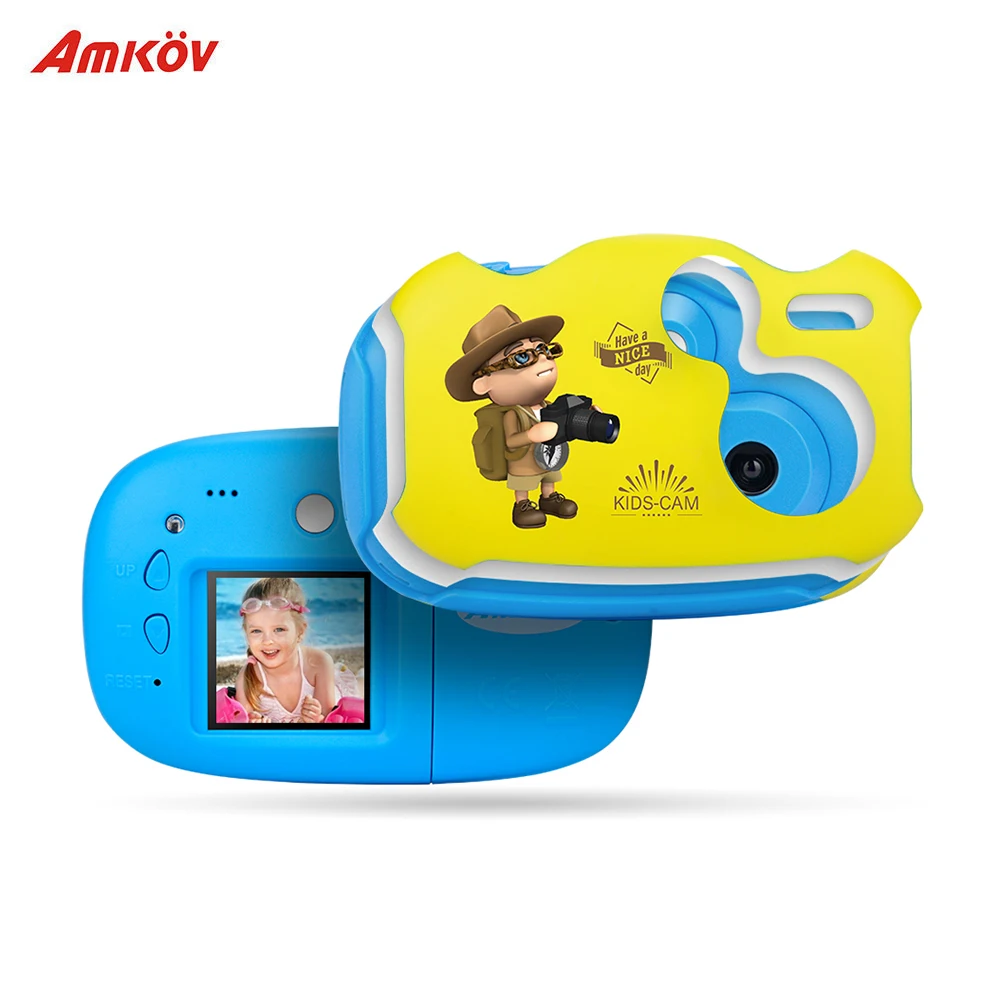

Amkov Mini Kids Digital Video Camera Built-in Battery with Cartoon Stickers Christmas New Year Birthday Festival Gift