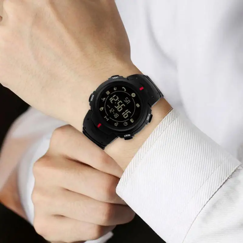 ALLOYSEED Women Men Waterproof Bluetooth Sports Pedometer Wristwatches Unisex Resin Strap Smart Electronic Watches