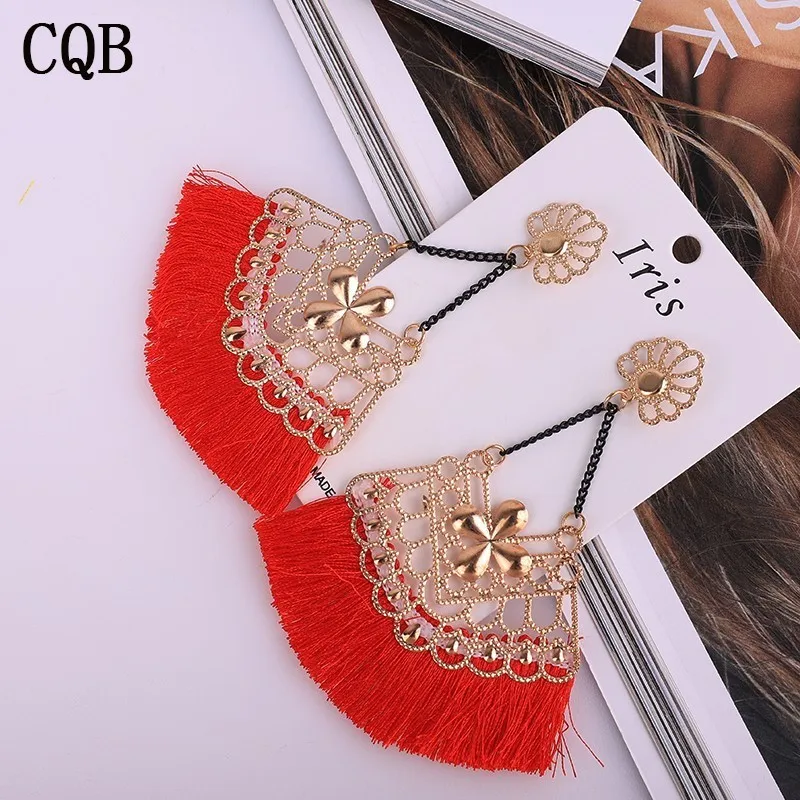 

Long tassel earrings chain tassel ladies best-selling 2019 jewelry bohemian style geometric personality party hollow new style