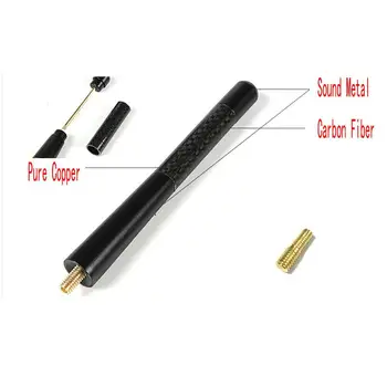 

4.7" Universal Car Antenna Carbon Fiber Radio FM Antena Screw Accessories Kit R20
