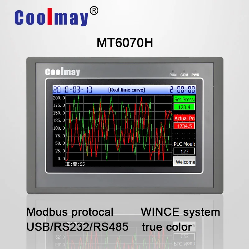 Coolmay MT6070H W 7 дюймов TFT True Цвет 800*480 Пиксели Сенсорная панель HMI с Ethernet Порты и