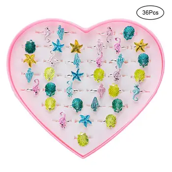 

LeadingStar Ocean Series Kids Jewelry Toys Set Adjustable Rings Girl Pretend Play Toy Dress Up Rings Girl Gifts