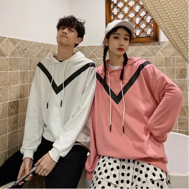 

Men's hoodies 2019 spring new casual hooded geometric pattern couple shirt loose jacket youth popular couple men's clothing