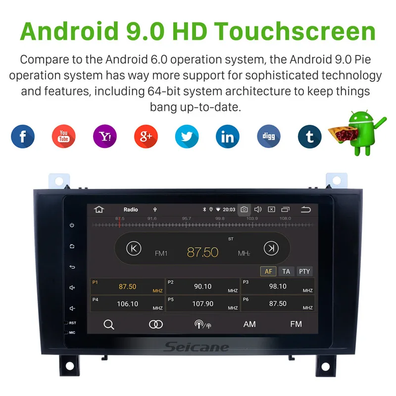 Best Seicane Android 9.0 IPS Car Unit GPS Stereo for 2000-2011 Mercedes SLK Class R171 SLK200 SLK280 SLK300 SLK55 Autoradio Player 2
