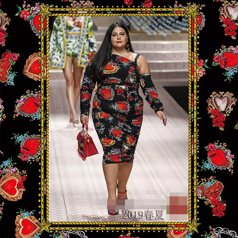 

2019 spring and summer four major fashion week printed fabrics new pre-sale polyester fabric for dress 145cm wide wholesale