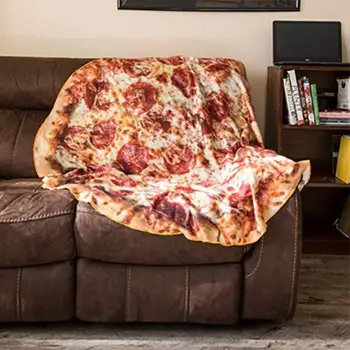 

Pizza Hamburger Donut Round Blanket Home Adult Children's Double Thicken Blanket