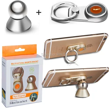 

2 in 1 Metal Cat Finger Ring Strong Magnetic Magnet 360 Rotating Universal Car Use Phone Holder GPS Mount Desk Stand With Retail