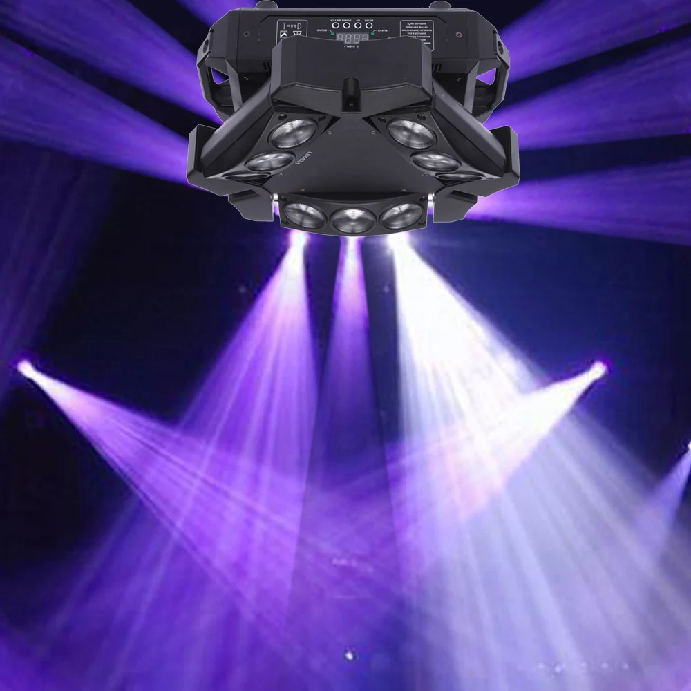 Вечерние Disco KTV 90 W 9LED RGBW Полный Цвет DMX512 звук Управление 16/48 канальный мини Треугольники Паук лампы прожектор для сцены для клуба