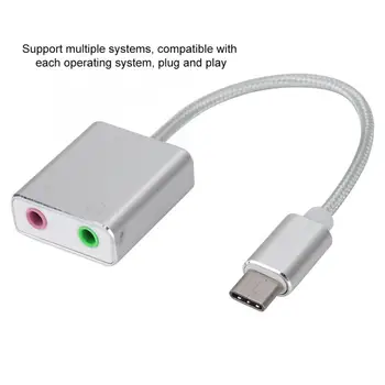 

Aluminum Alloy Type C External Stereo Sound Card Audio Adapter 3.5mm EZ1247