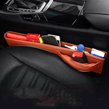 

2pcs Universal Car Seat Gap Pockets Leather Auto Seats Filler Leak Stop Pad Spacer Holster Phone Organizer Storage Bags