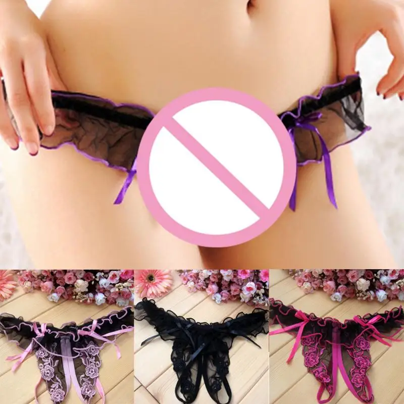 

Ladies Sexy Thongs Briefs lingerie Open Crotch T back G-String Lace Charming Breathable Cute Sexy Underwear