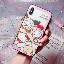 Disneys Санрио мультфильм близнецов звезда Мелодия hello kitty Cat стекло чехол для телефона для iphone 6s 7 8 плюс x xr xs max чехол прозрачный