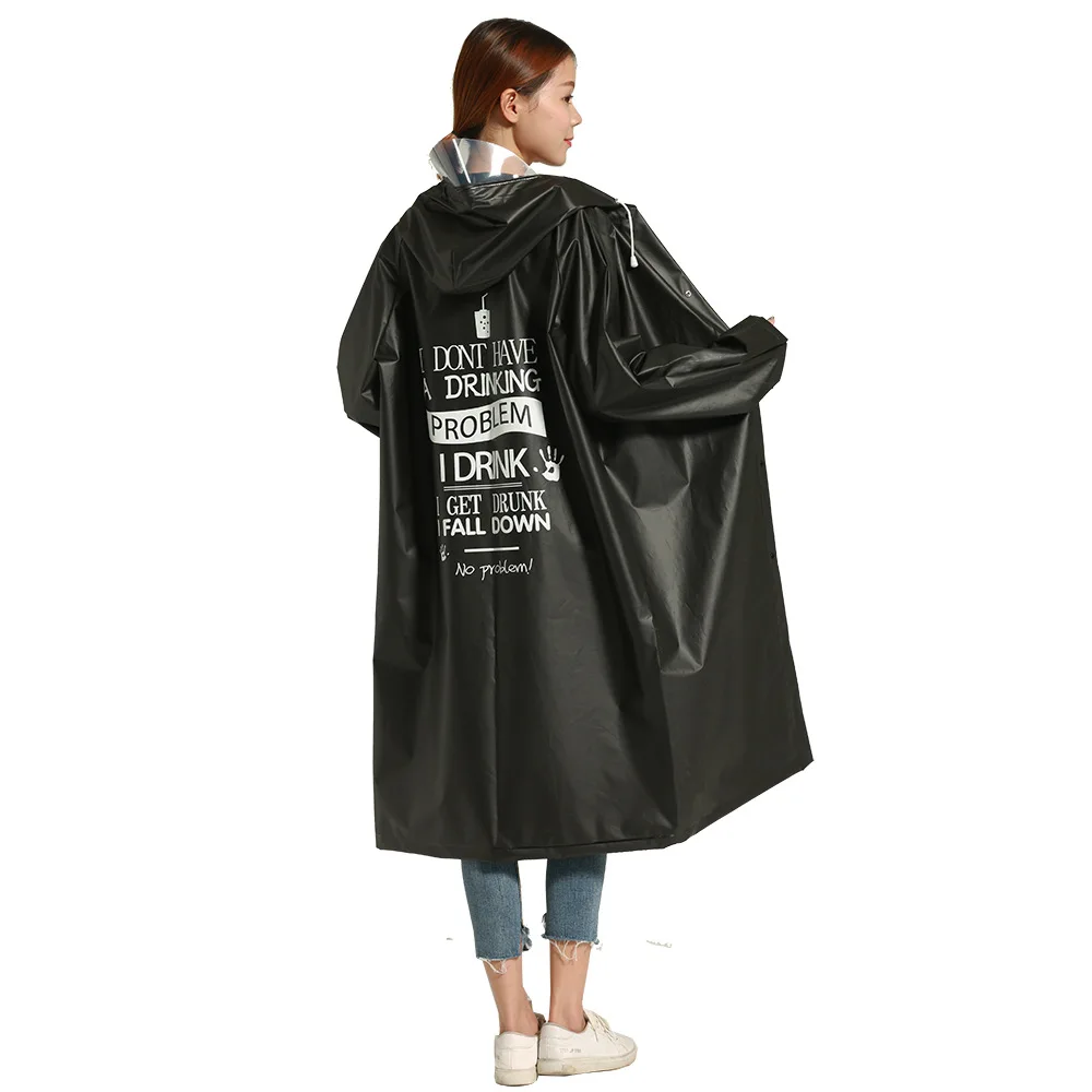 

Black Popular Brand Letter Printed Raincoat Jackets Raincoats Eva Outdoor Movement Long Poncho