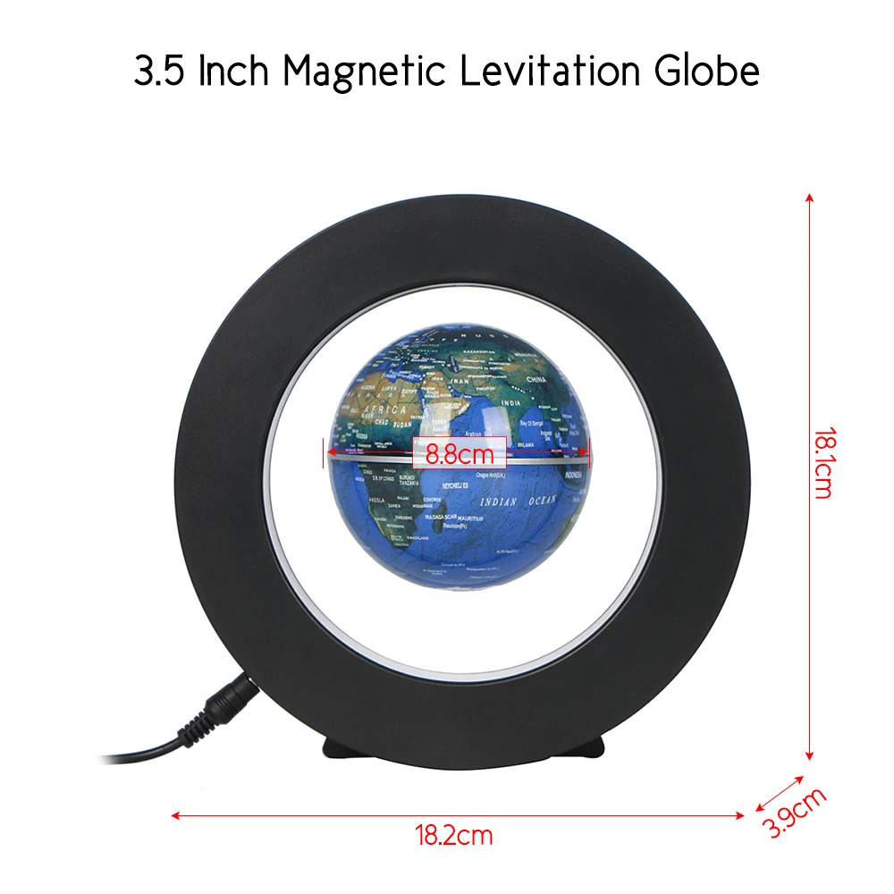 3,5 дюймов магнитная левитация Плавающий глобус Карта мира теллурион анти Гравитация с светодиодный свет для детей Рождественский подарок