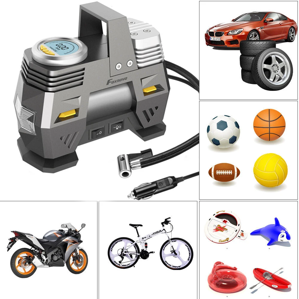 

1pc Foxnovo 30# Digital Air Compressor Pump Auto Car Tire Inflator Portable Electric Auto Pump For Air Beds Balls Kyak Bicycles