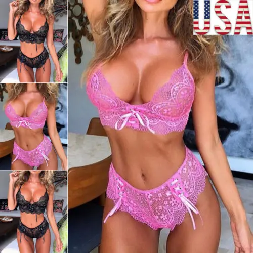 Thefound 2019 New Women Sexy Lingerie Corset Lace Push Up Vest Top Bra+Pants Set Underwear Suit